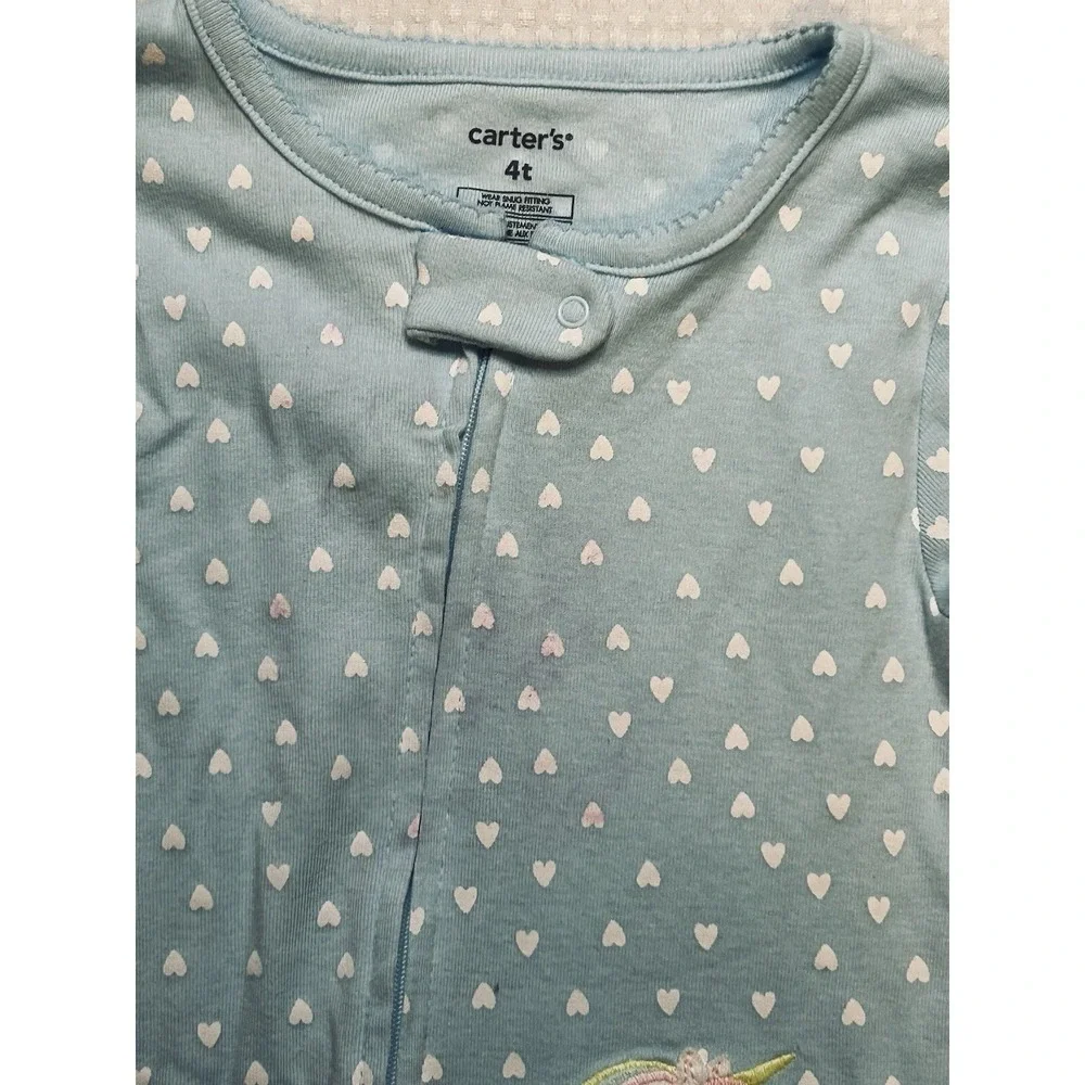 Carter's NEW - Unicorn Cotton Pajama PJs 1 pc Toddler Girl's 4T Sleeper Footie
